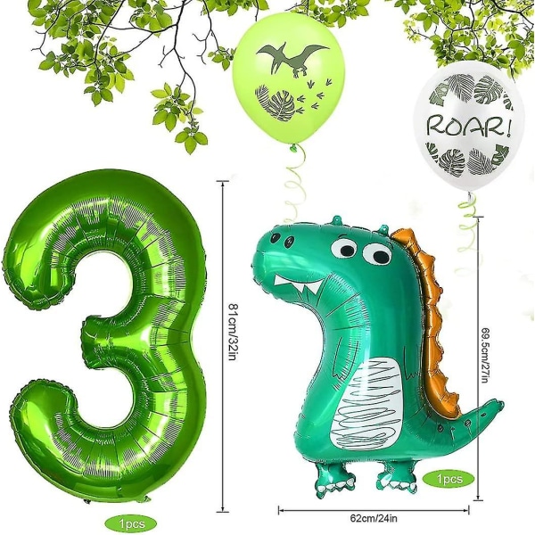 Ballongbursdag, 3 år bursdagspynt, luftballong 3 bursdag, bursdagspynt gutt 3 dinosaur, dino ballong 3 bursdag, 3 bursdag dekor, dinosaurus