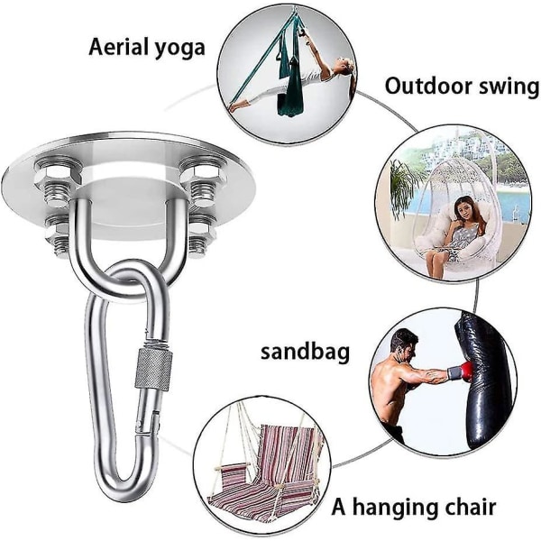 Takkrok för upphängning Använd 304 Rostfritt stål 500 kg Lastkapacitet Hängande stol Fäste i balk för gunga Hängmatta Yoga Punch Bag