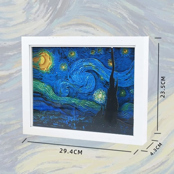 3D Van Gogh Stjärnhimmel Konst Pappersutskärningslampa, LED Pappersutskurna Nattlampor, Stereo Kreativ