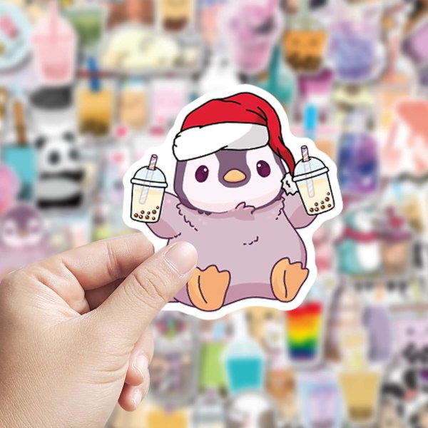 100 stk kawaii klistermærker til bobler, drikkevarer