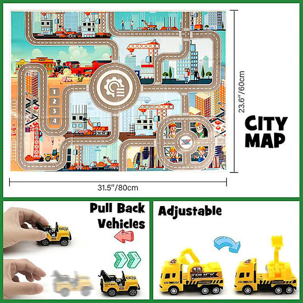 Bilar Adventskalender för barn pojkar 2023 Jul, 24 Pull Back Fordon Playsets Med Kran Helikopter Traktor Konstruktion Tru