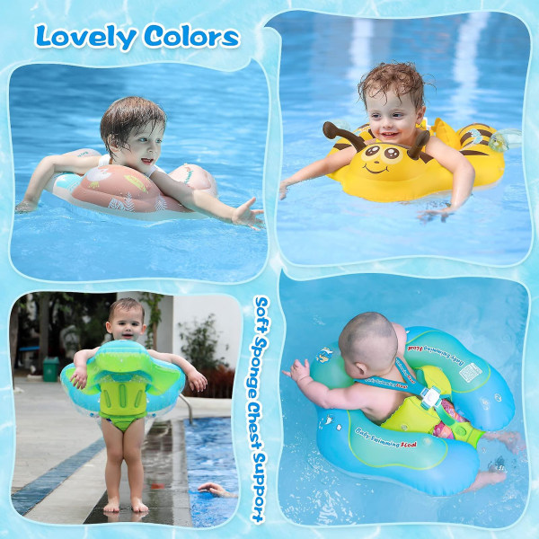 Baby oppblåsbar svømmering - Hjelp baby å lære å svømme med pumpe for barn 3-36 måneder (l stil)