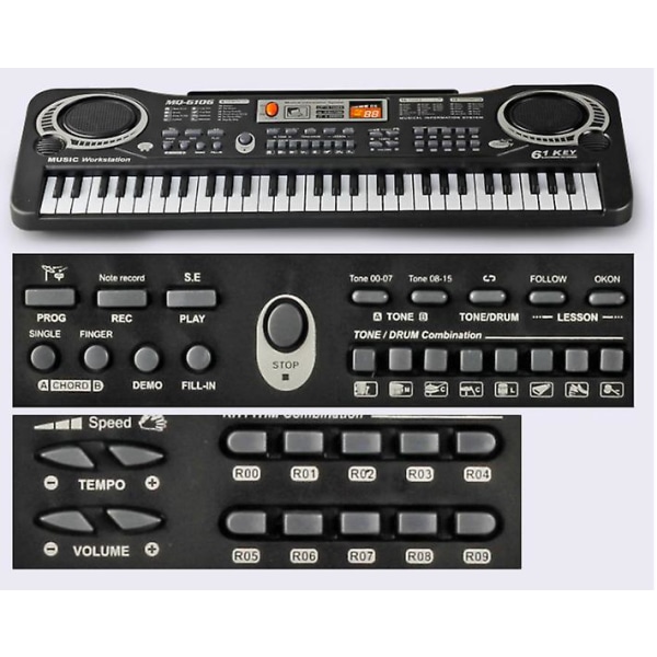Klaverkeyboard 61 Taster Bærbar Multifunktionelt Keyboard Klaverkeyboard Musik Legetøj Organ Med Mikrofon