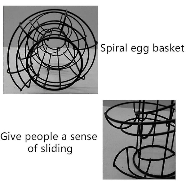 Køkken Æg Holder Spiral Opbevaring Hylde Æg Stativ Holder Spiralerende Dispenser Stativ Holder Op Til 18 Æg (sort)