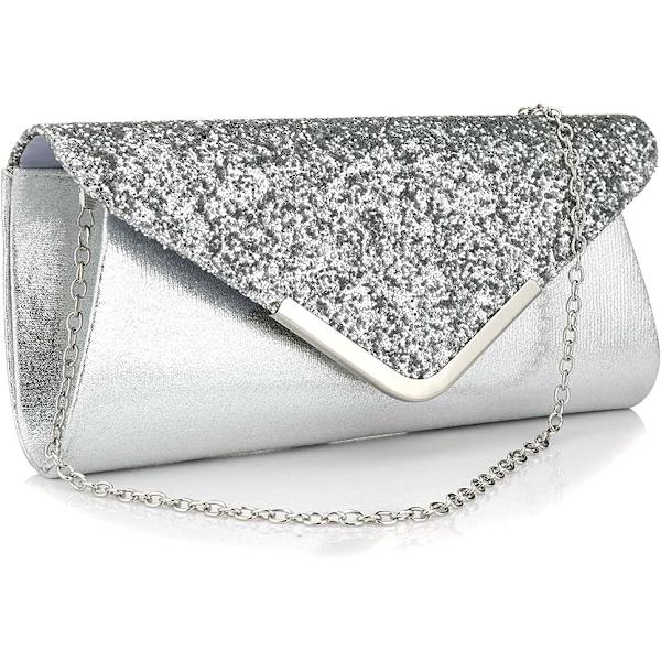Kvinders Glitter Sequins Kuvert Aften Taske Håndtaske Fest Brude Clutch Pung