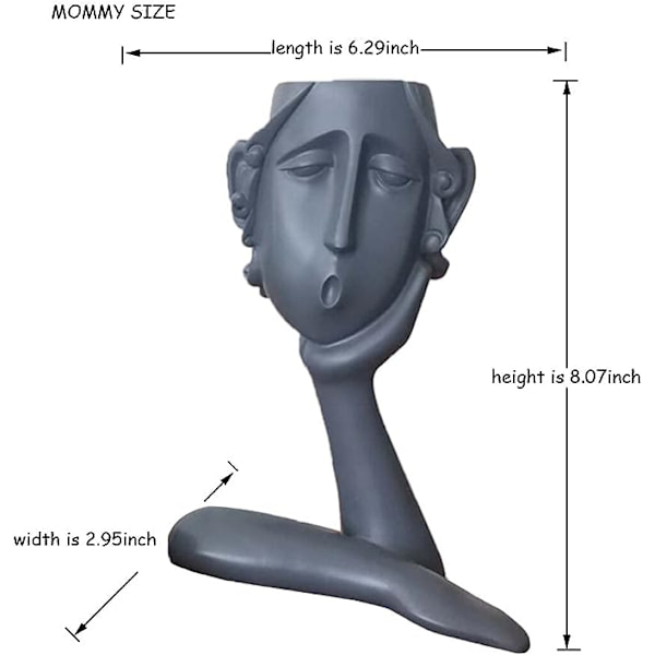 3 stk Harpiks Familie Ansikt Harpiks Statue, Skulpturer Hjemmedekor Moderne Gave, Sukkulenter Plantepotte, Harpiks Ansikt Potte for Innendørs Dekorativ, Harpiks Figur Statue
