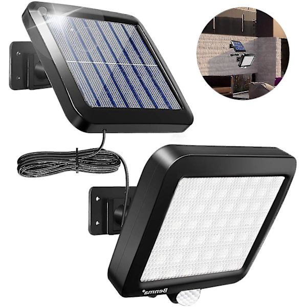 Solcellelamper til udendørs, 56 LED solcellelamper 120 Super Bright solcelle væglampe med bevægelsessensor, Ip65 vandtæt have sikkerhed