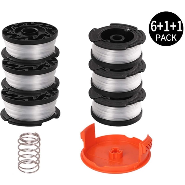 Linjespoler for Black Decker Trimmer Spoler, Nylongarn 9 M Lengde 1,65 Mm Tråddiameter Spoler + 1 Deksel + 1 Fjær for Black + Decker Trimmere