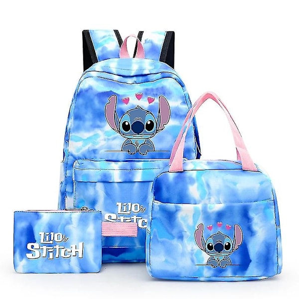 3 st/set Disney Lilo & Stitch skolväska för pojkar och flickor, färgglad ryggsäck med lunchväska, barn, tonåringar, tecknad serie, skolväska, hög kvalitet 3781646 3781630