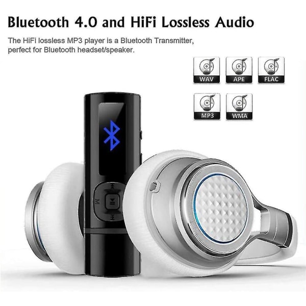 USB mp3-soitin Bluetooth 4.0 8gb musiikkisoitin muokkauksella Kannettava Hifi Lossless Music MP3-soitin Fm-radiolla/tallennin