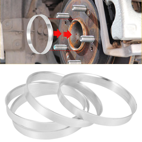 4 stk. Universelle Aluminiumsnavringer Hjulsett 74,1 mm Ytre Diameter 72,6 mm Indre Diameter
