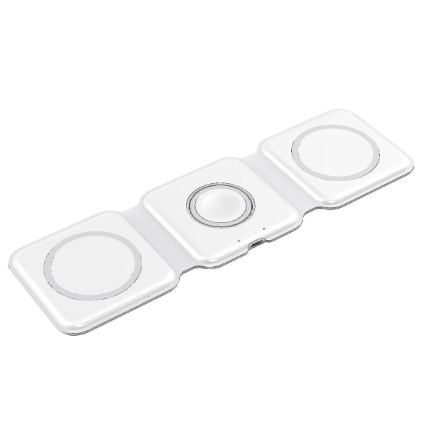 15w Apple Magsafe Magnetisk 3 i 1 Foldbar Trådløs Oplader Telefon Stativ