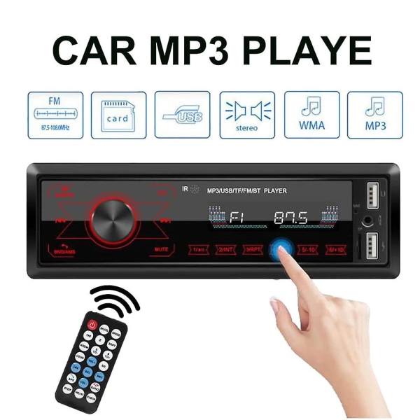 Bilstereo Bluetooth touchskærm Bilradio Bluetooth 4x60w 7 farver 2usb/sd/aux Håndfri Blueto