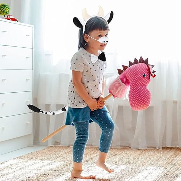 Ku-kostyme Sett med Ku-ører Hodebånd, Ku-hale, Nese og Sløyfe for Halloween / Bursdag / Jul / Cosplay Festdekorasjoner