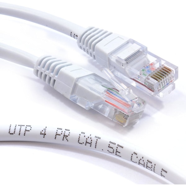Hvit nettverk Ethernet RJ45 Cat5e-cca UTP Patch 26awg kabelledning 6m [6 meter]