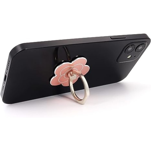 Mobiltelefon Ringholder Blomst Finger Ring Grip Stativ 360° Rotasjon 180° Flip Universal Kickstand Kompatibel med alle smarttelefoner (Rose Gold)