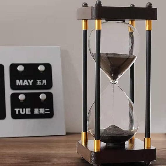 Sandtimer, Timglas, Sandklocka, Sandtimer Dekoration, Sandtimer med Träbas, 60 Minuter