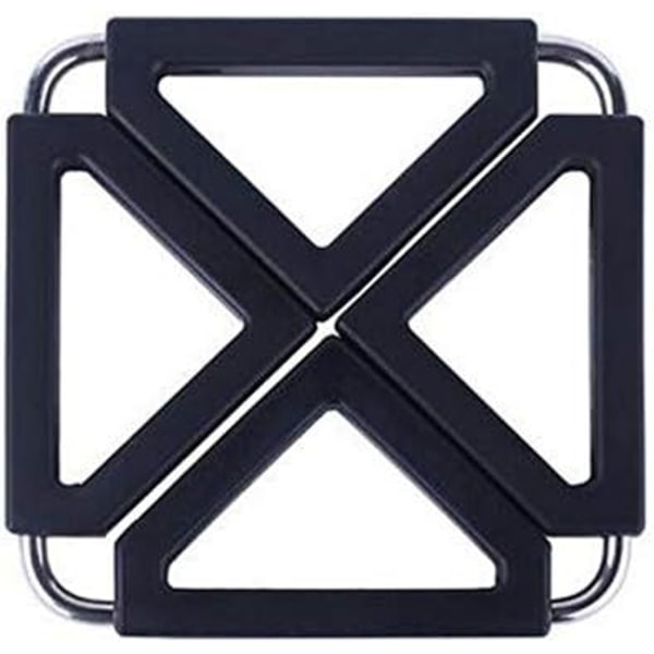 Foldbar Kvadratisk Køkkenisoleringspude Trivet Underkop Varmebestandige Puder Trivetter Måtte Multifunktionel Silikon Grydeholder (Farve: Sort)