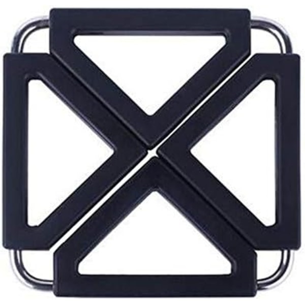 Taitettava neliönmuotoinen keittiön eristystyyny Trivet Coaster lämmönkestävät tyynyt Trivets Mat Monikäyttöinen silikoniruukun pidike (väri: musta)