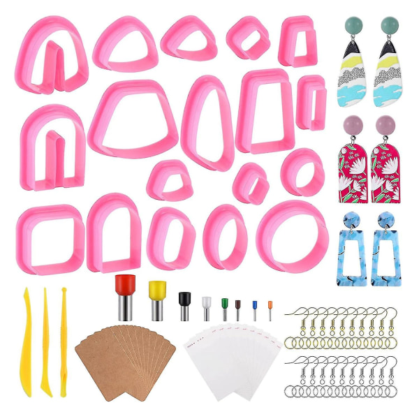 Polymer leire, leire øredobber Clay Clay Clay Sculpting Clay Earring Making Kit, rosa