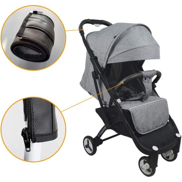 Vagn Handtagsöverdrag Babyvagn Handtagskydd PU Läder Vagn Armstödsskydd Universal Armstöd Handtag Babyvagn