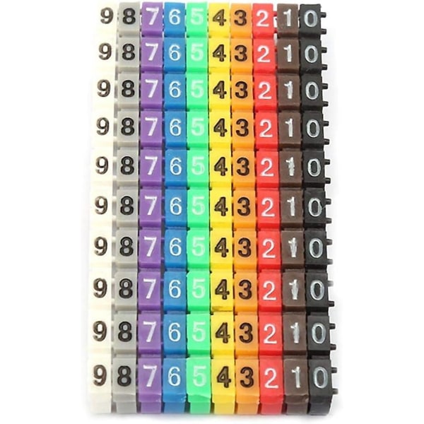 Trådmarkører Trådnummeretiketter Farverigt trådnummereringsmærkerør med clip-on design til mærkning af de farvekodede kabler