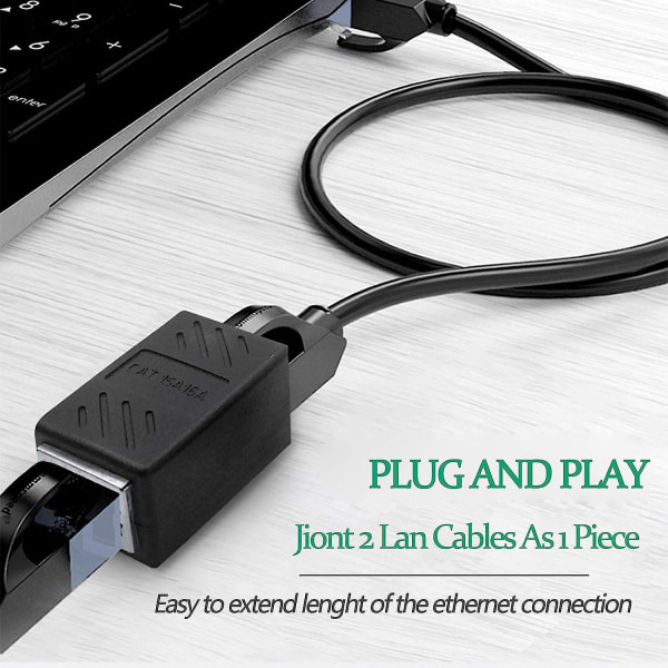 RJ45-kobling, RJ45-kontakt Cat7 Cat6 Cat5e Ethernet-kobling Nettverkskabel Hunn til Hunn Forlengeradapter (3-pakning - svart)