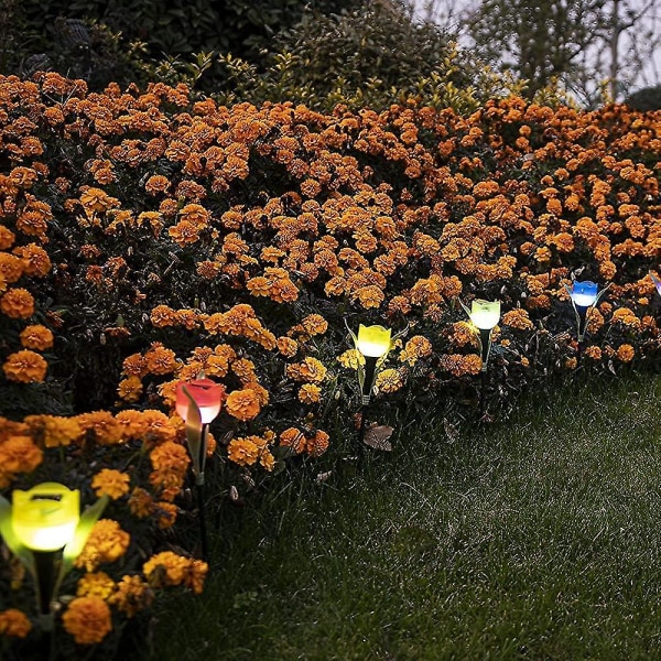 12 kpl aurinkolamppuja ulkona, tulppaanin kukka-aurinkolamppuja patiolle, nurmikolle, puutarhan koristeluun