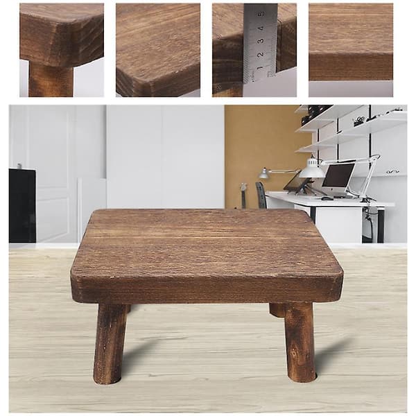 Hög Säng Trästege Solid Trä Liten Pall Köks Vardagsrum Garderob Hållbar Robust Rustik