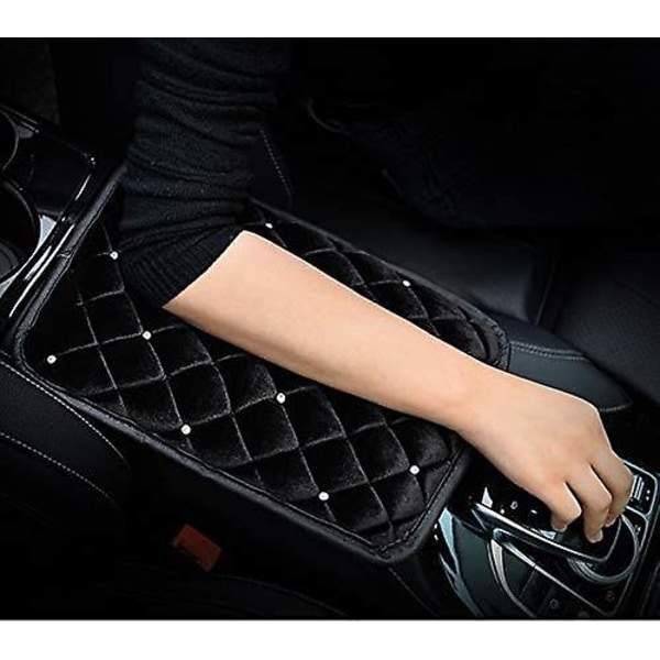 Bling Bling Auto Armrest Console Pude, Myk Plysj Glans Krystall Arm Rest Polstring Beskyttende Etui