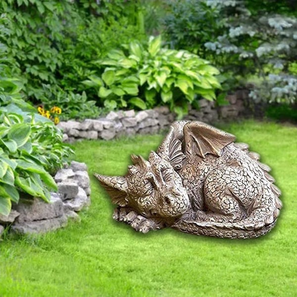 Søt sovende babydrage statue hage ornament kunst harpiks håndverk Loong med vinge