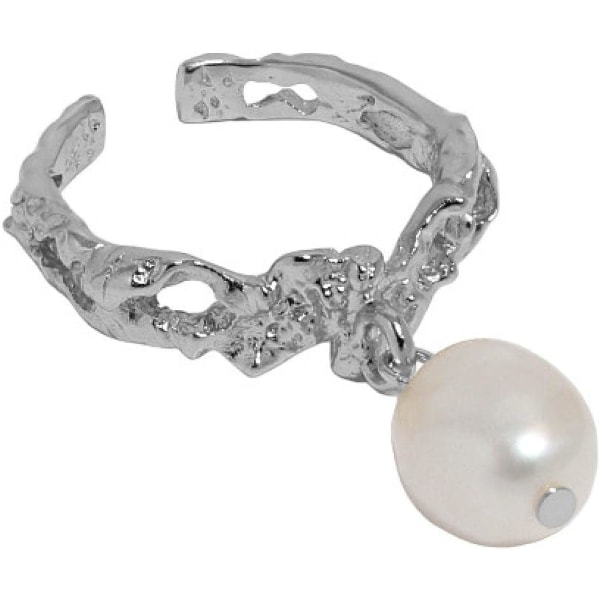925 Sterling Silver, pärlring, oregelbundna justerbara smycken för kvinnor