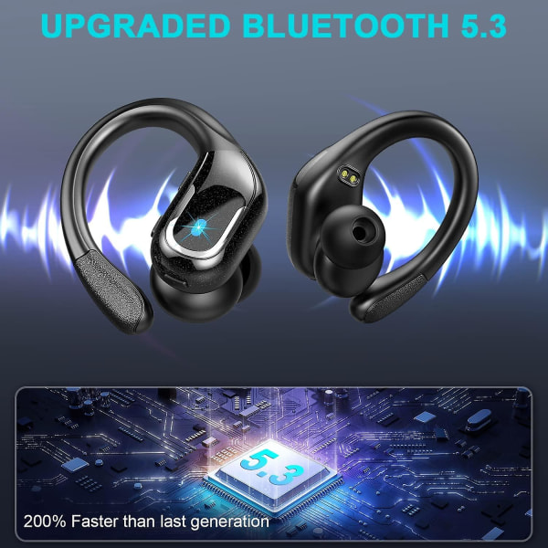 Langattomat kuulokkeet, 90h Bluetooth 5.3 kuulokkeet langattomat juoksuun ENC-melunvaimennusmikillä, IP7 vedenkestävä Bluetooth-kuulokkeet