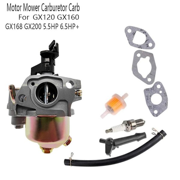 Förgasare till gräsklippare för Gx120 Gx160 Gx168 Gx200 5.5 6.5+ rörpackning motor Nerator förgasare