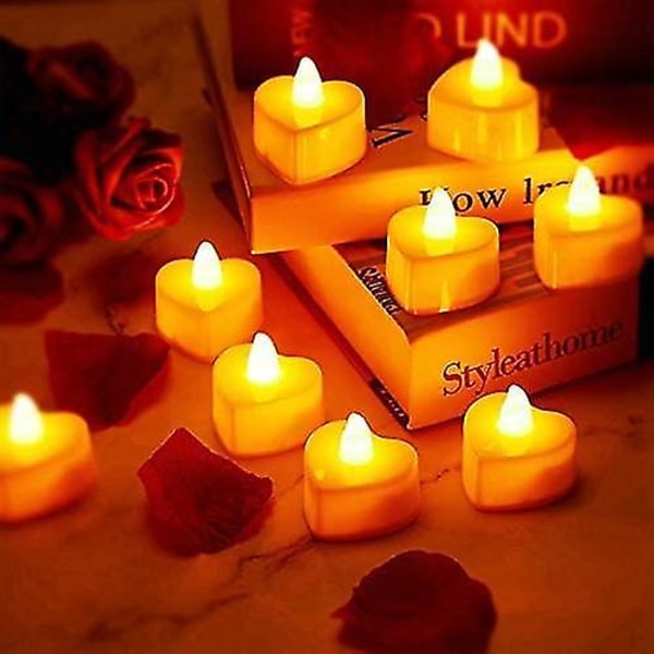 24 Pcs Heart Shape Led Tea Light Candles Led Candles For Valentine's Day Wedding