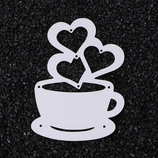 Hjerte Kaffe Skærestencils Scrapbog Album Papirkort Prægning Håndværk Sølv