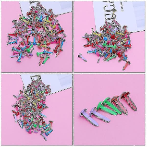 300 stk. Multifarvede Split Pins Metal Brad Fasteners Mini Brads Runde Brads