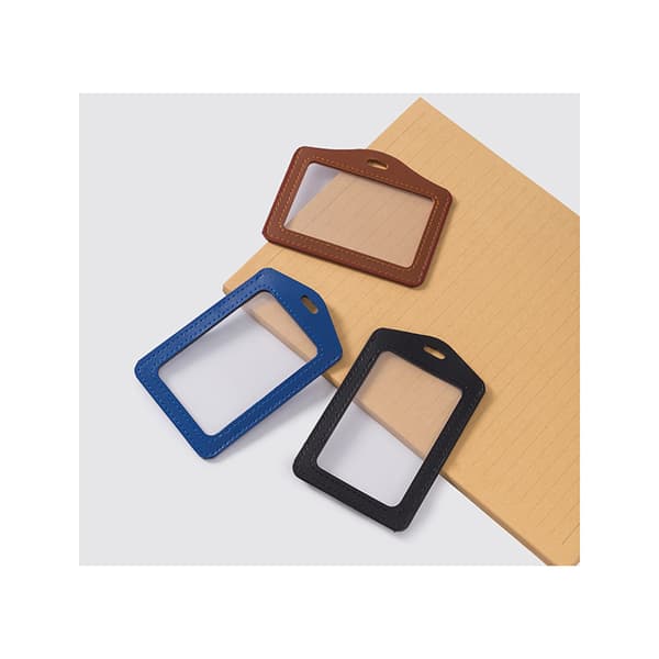 2-pak ID-kortholdere, lavet af PU-materiale, til adgangskort/ID-kort - Sort Vertical black