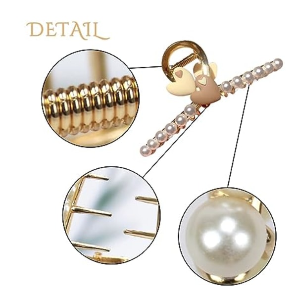 Blommig hårklämma i metall, guld, blomma, hårklämma för flickor och kvinnor, halkfri fransk blomma, pärlberlock, hårklämma, accessoarer med halv bulle