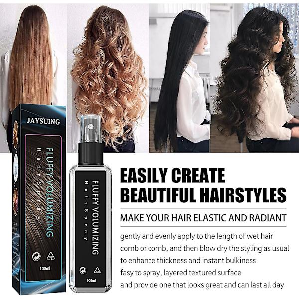 100ml Fluffy Volumizing Hårspray, Ekstra-volumen Magic Spray, Langvarig Lys, Øjeblikkelig Volumgivning Med Ikke-fedtet & Ikke-klæbrig, Velegnet Til Alle