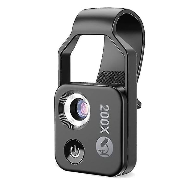 200X mobiltelefonmikroskoptillbehör med lins, portabelt digitalt minimikroskop med LED-ljus/Uni-hy