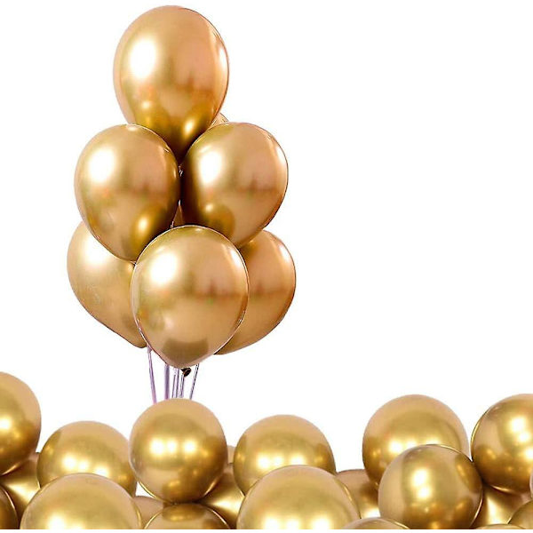 Metalliska Ballonger - Kromglänsande Latex Tjocka Färgballonger (50 st, Guld)