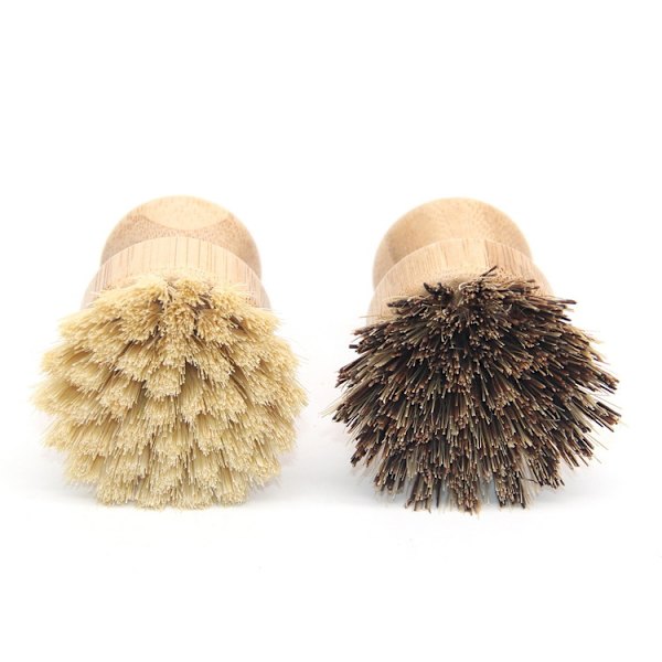 2-pack bambu diskborste, Picowe naturlig skrubbrengöringsborste grönsaksborste för diskar gjutjärnsgrytor, används i badrum kök diskho