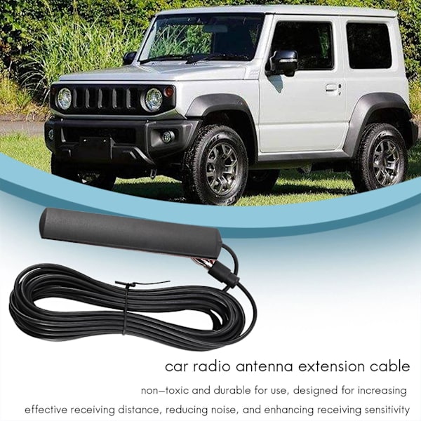 Ant-309 Bilradioantenn - Universell Bil Fm Radioantenn Patch Svart Radioantennforsterker Antenne Vindusmontering 85-112mhz 5m Kabel