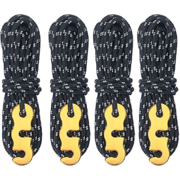 4m Reflekterende Guy Lines Paracord Reb med Spændesystem til Telte, Presenninger og Camping