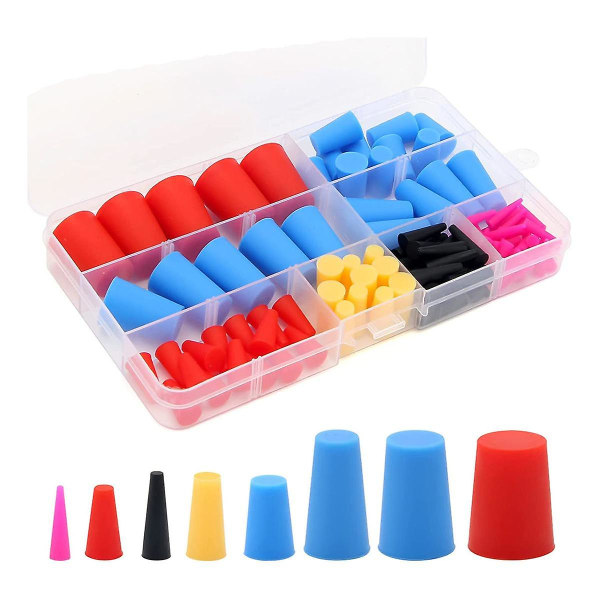 110 stk silikon gummi avsmalnende plugg, høytemperaturbestandig gummipropper for hullplugger, spr