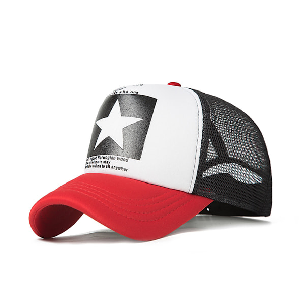 Pentagram Pattern Tynn Mesh Baseball Cap, 1 stk, Sommer Rojo+Blanco