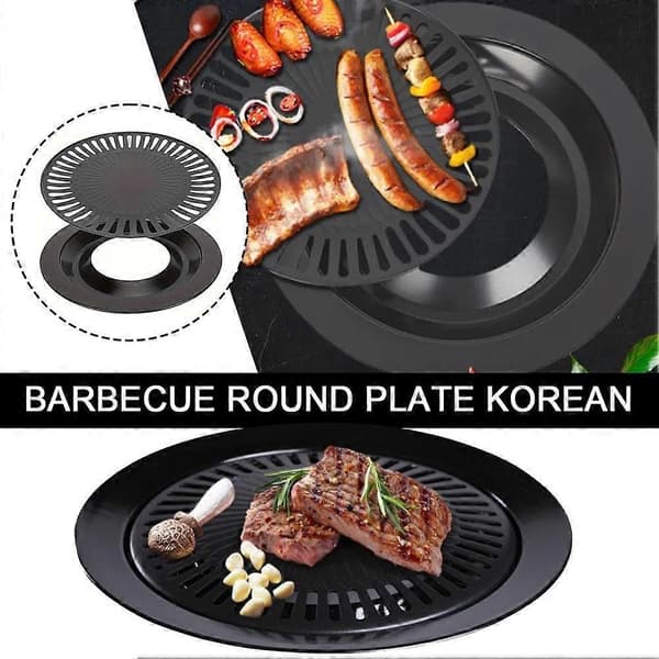 Pyöreä grillilevy BBQ-grilli Palamaton rasva Ulkogrillit Savuttomat piknikit E1M4 black onesize