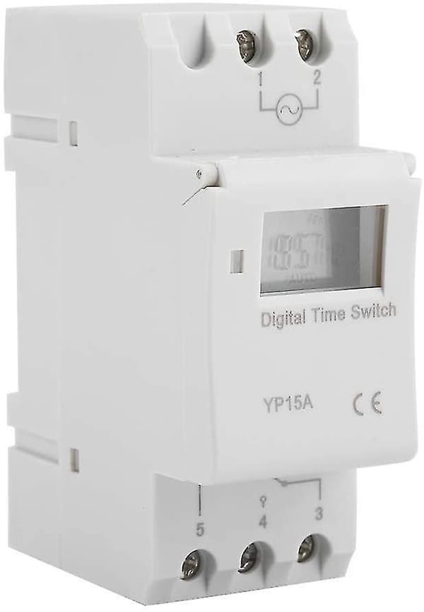 15A DIN-skinneprogrammerbar bryter med digital LCD-programmerbar tidsrelé (AC220V)