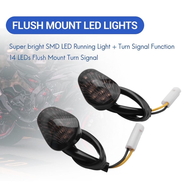 2 stk LED blinklys med flush-montering for Yamaha Yzf R1 R3 R6 R6s Fz6 Fz1 Fz Fazer